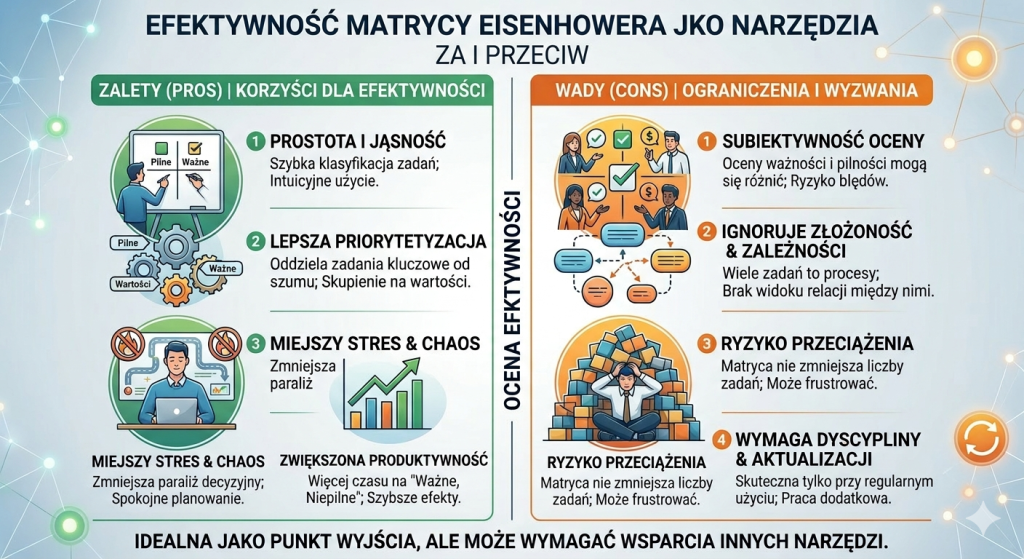 matryca eisenhowera, macierz eisenhowera, matryca pilne ważne, za i przeciw
